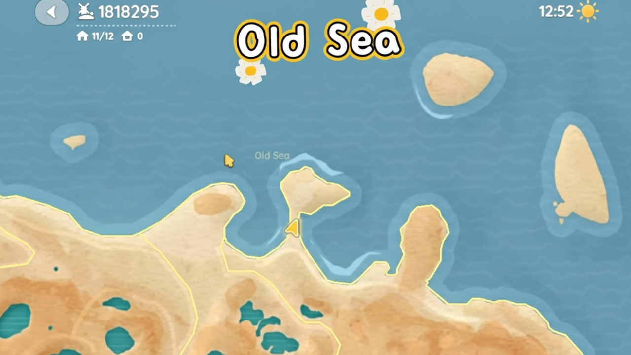 In-game map of Heartopia showing the All Lakes fishing location with coastline and ocean area.