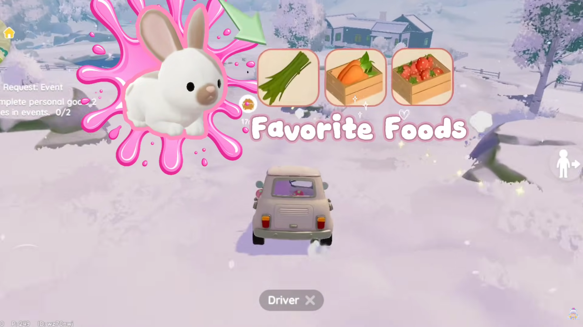 Bunny favorite foods menu in Heartopia