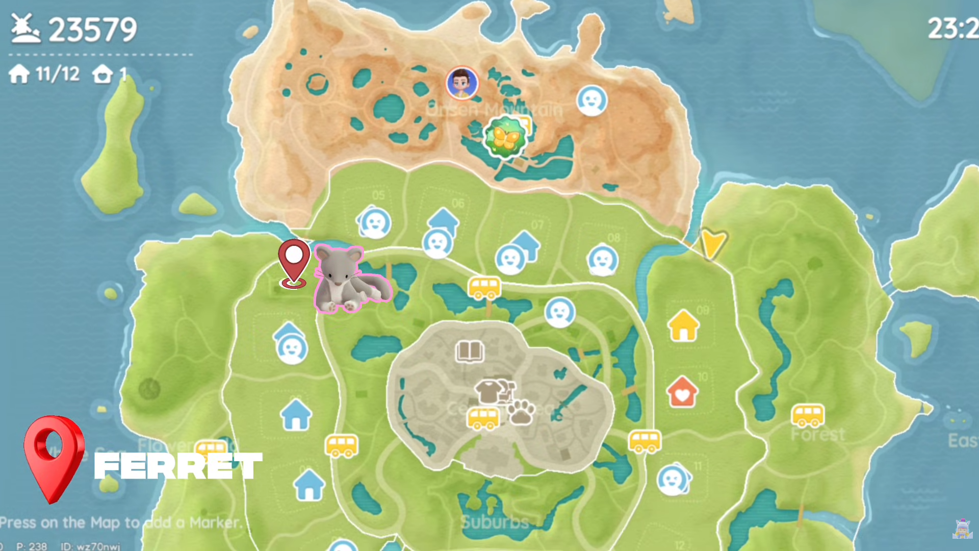Heartopia map showing the exact Parrot location
