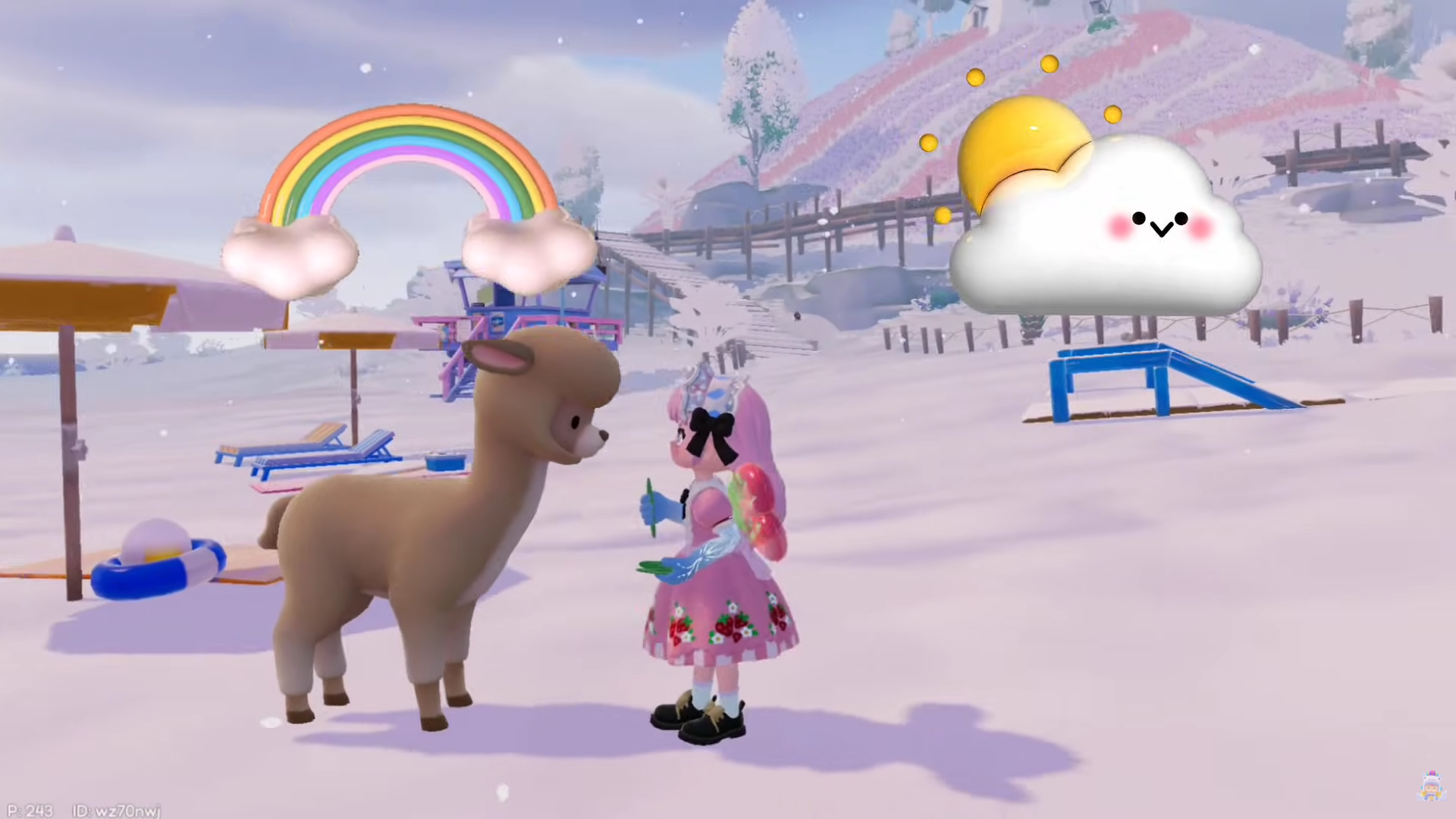 Alpaca eating in its preferred weather