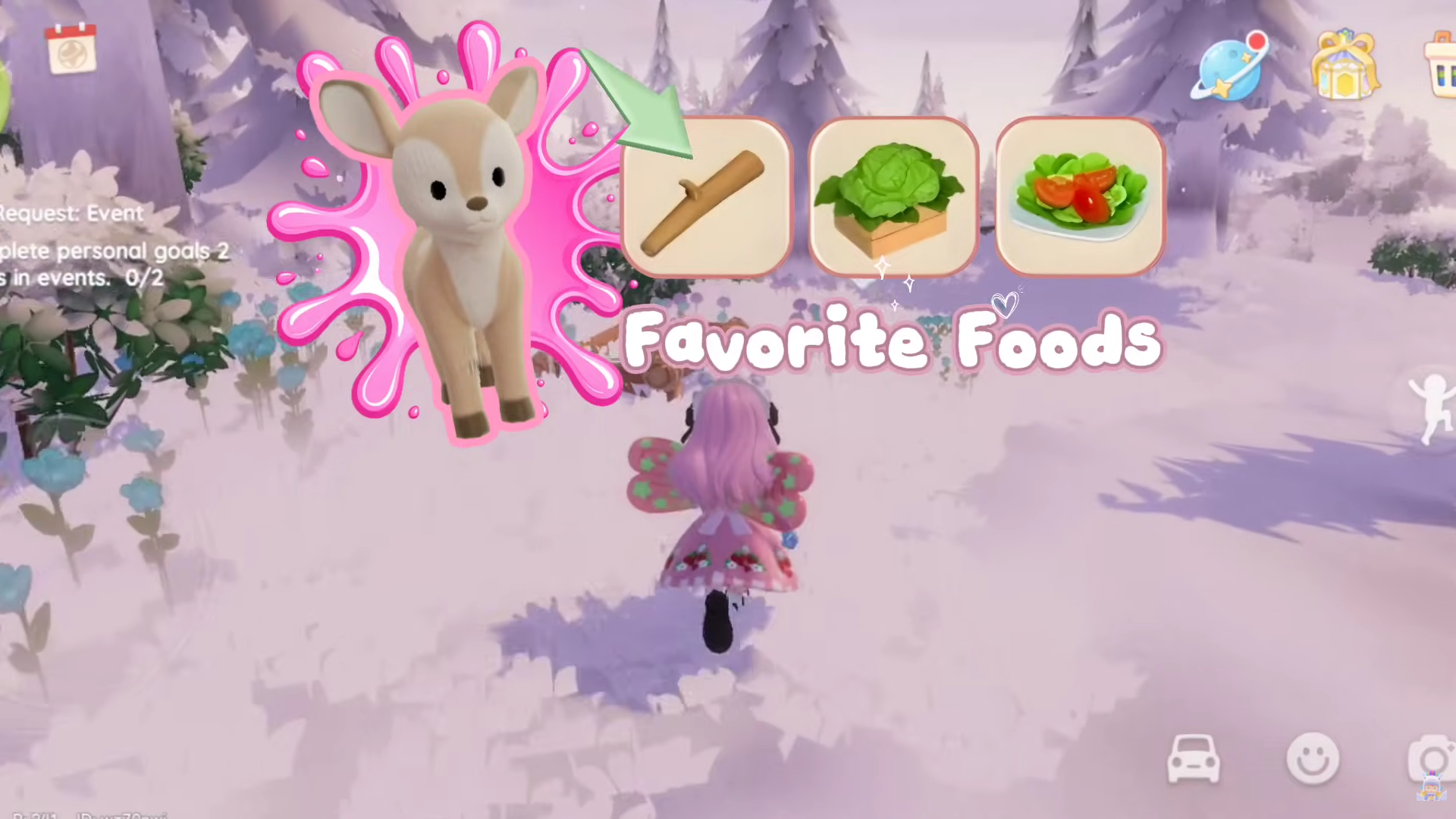 Deer favorite foods menu in Heartopia