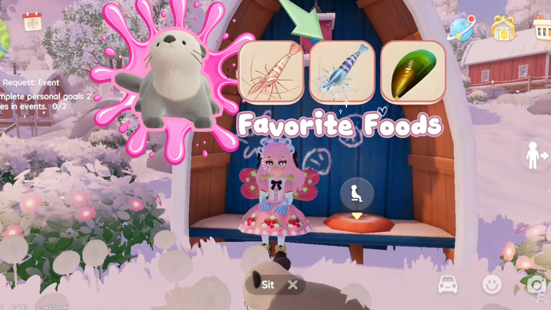 Sea Otter favorite foods menu in Heartopia