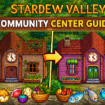 Stardew Valley Community Center interior showing bundle rooms and rewards